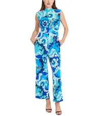 Donna Morgan Women's Printed Mock Neck Jumpsuit