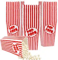 25 Pcs Popcorn Boxes for Party 5.5 Inches Tall Red &amp; White Striped Popcorn Ba...