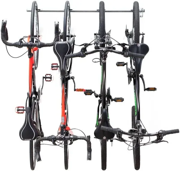 Monkey Bars Wall Mounted Garage Bike Rack 4-Bike Capacity Steel w/ Hardware Gray