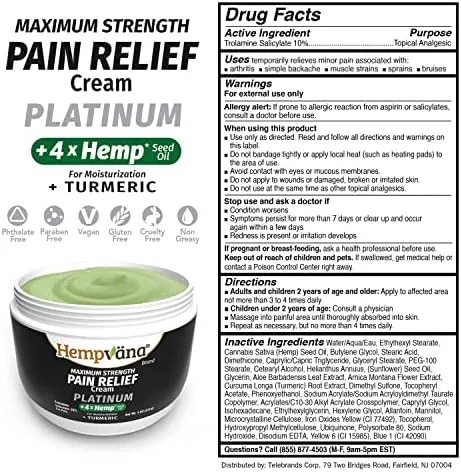 As Seen On TV Hempvana Platinum Pain Cream with 4 TIMES Seed Oil