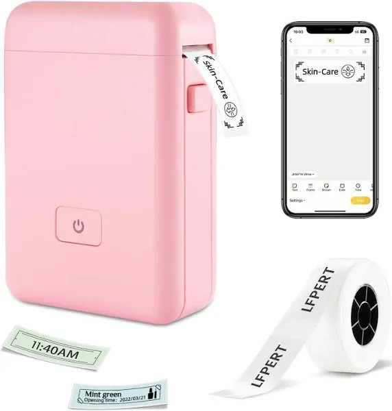 Label Maker Machine with Tape - HP2-S Portable Bluetooth Label Printer for Storage, Office, Home, Mini Smart Phone Handheld Sticker Printer with Multiple Templates Font Icon (Pink)