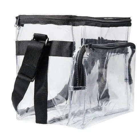 NA Large Clear Lunch Bag Box with Adjustable Strap and Front Storage