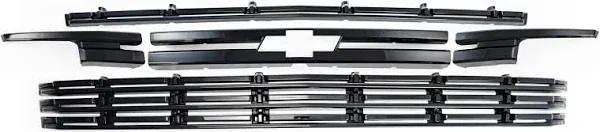 Chrome Delete Black Front Grille Overlay with Secure Adhesive Tape for 2021-2023 Chevrolet Suburban LT & Premier | Easy Installation - No Tools Needed | US Patented