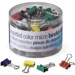 Officemate Micro Binder Clips Assorted Colors 100 Clips per Tub 31023