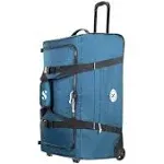 SCUBAPRO Sport 105 Wheeled Dive Bag with Telescopic Double-Bar Tow Handle, Carry Handles and Double Duffel Straps for Scuba Diving Gear, Denim Blue Color Fabric