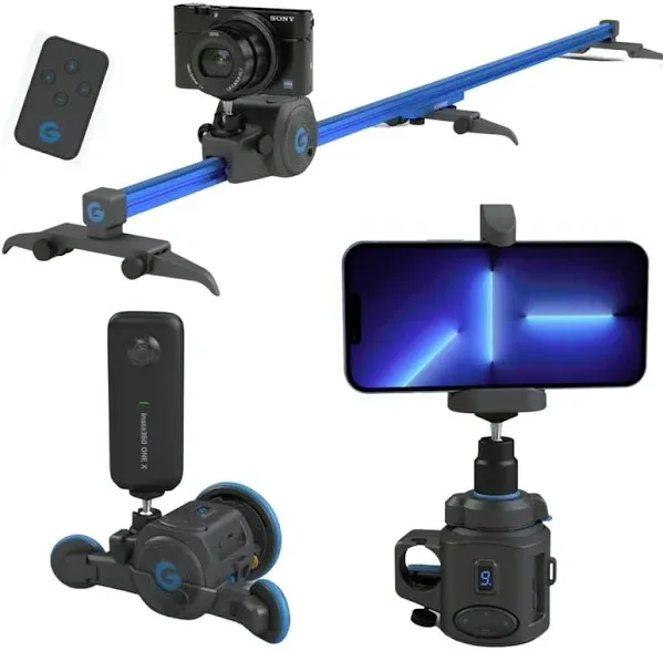 Directors Set: Includes Motor+Slider+Dolly+360 Panoramic Mount .World's Smallest Motorized Camera Slider Motion Control System, Compatible with Mirrorless, Smartphones & Action cams