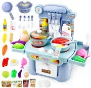 Kitchen Toys Imitated Chef Light Music Pretend Cooking Food Play Set,Children Girl Toy Gift Toy Kitchen Sink with Running Water and Electronic