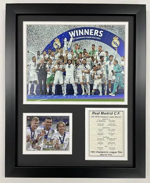 Legends Never Die, Inc. Real Madrid CF | 2021-2022 UEFA Champions League Winner | 12"x15" Framed Photo Collage