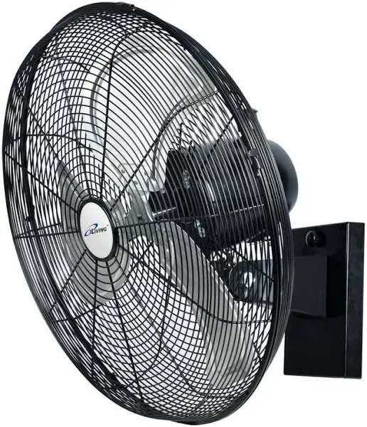 iLiving 20" Outdoor Oscillating High Velocity Wall Fan with 4750 CFM Heavy Duty Weatherproof Motor, Variable Speed Adjustment for Workshop, Garage, Patios, Commercial and industrial, 20 inch,Black