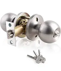 Entry Door Knobs with Lock and Key,Ball Stainless Steel Keyed Door Lock,For Priv