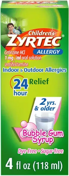 Zyrtec 24 Hr EXP 05/24 Children s Allergy Relief Syrup  Grape Flavor  4 fl. oz