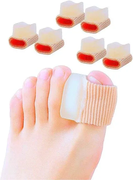 Povihome 6 Pack Gel Toe Spacer Separators(0.6'' Thick), Bunion Corrector for Overlapping Toe (1st/2nd Toe), Silicone Toe Spacers with Soft Gel Lining for Hallux & Bunion Pain Relief