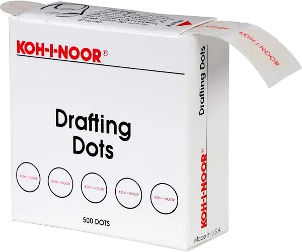 Koh-I-Noor Drafting Dots, 7/8 Inches Diameter, 500 per Box, White, 1 Box (25900J01)