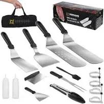 16 PCS Grilling Griddle Accessories Kit for Blackstone and Camp Chef, Commercial Grade Flat Top BBQ Tools Set with Carry Bag and Gift Box, Grill Tool Set for Men Women Outdoor BBQ Camping (16 PCS)