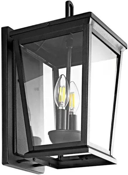 Safavieh PLT4012A Morla 2-Light Black Wall (LED Bulb Included) Outdoor Lantern