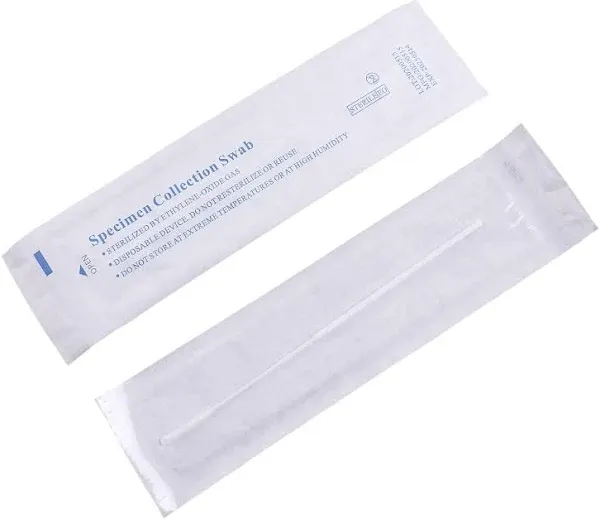 Nasopharyngeal Nylon Specimen Flocked Swab, 100 Pack Nasal Swabs Sterile Nasopharyngeal Swab Individually Wrapped, Nylon Flocking Tip Flocked Swab for Sampling