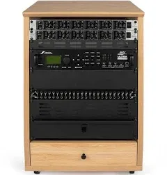 Gator Frameworks Elite Series 12U Angled Studio Rack with Locking Casters, Natural Maple Matte