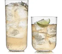 Libbey Polaris 16-Piece Tumbler and Rocks Glass Set, Smoke