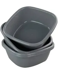 4pack Baby Small Wash Basin Gray Plastic Square Dish Pan 8 Quart