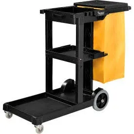 Global Industrial Janitor Cart with 25 Gallon Vinyl Bag Black