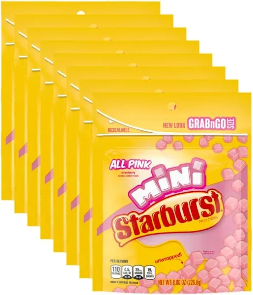 Starburst All Pink Minis Fruit Chews Candy