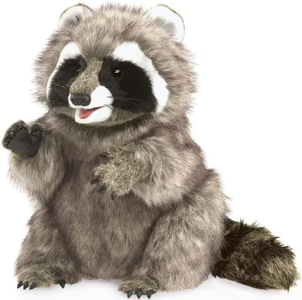 ✿ New FOLKMANIS PUPPET Hand Stage Plush Toy RACCOON Fluffy Soft Stuffed Animal