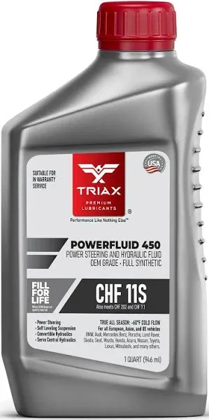 TRIAX Powerfluid 450 PSF - CHF 11S Long - Life Synthetic Hydraulic & Power Steering Fluid Compatible with Audi, Bentley, BMW, Chrysler, Dodge, Jeep, Mercedes-Benz, Mini, Porsche, and VW (1 Quart)