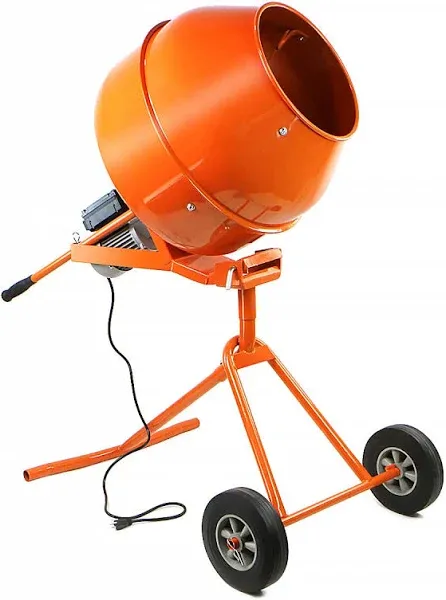 Electric Concrete Mixer, 1/2 Horsepower Motor 5 Cu Ft Portable Electric Concrete Mortar Barrow Cement Mixing Machine with Wheel ETL Certificated Copper Motor for Cement Mortar Seeds Stucco