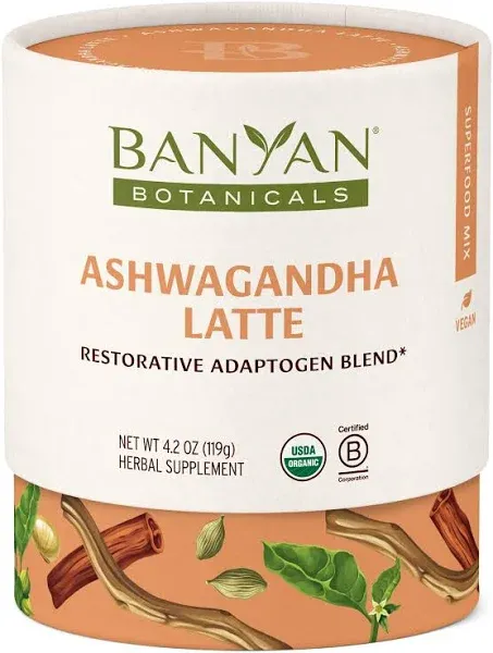 Banyan Botanicals Ashwagandha Latte – Caffeine Free Organic Herbal Latte Mix – Instant Herbal Adaptogen Drink for Energy