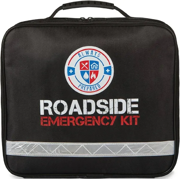 Always Prepared Standard Roadside Emergency Kit for Car - Car Safety Kit w/Air Compressor, Tools, First Aid, Visibility Gear & More - Perfect Roadside Assistance Kit Gift for New Drivers (62 pc)