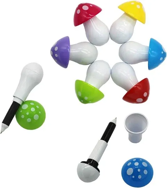 30pcs Mushroom Ballpoint Pen Cute Cartoon Retractable Ball Pen for Kids (Random Color)