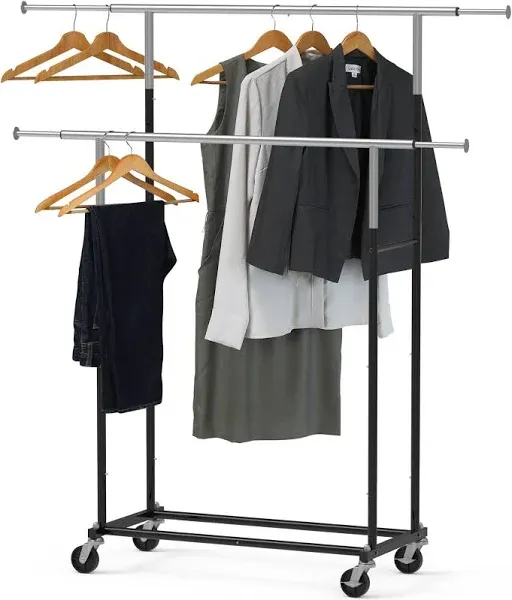 Standard Double Rod Garment Rack, Black