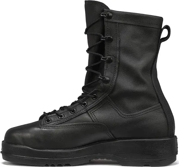 Belleville 800 ST 8” Waterproof Steel Toe Flight and Flight Deck Combat Boots for Men - US Navy Black Leather with Gore-Tex Lining and Vibram Outsole; Berry Compliant