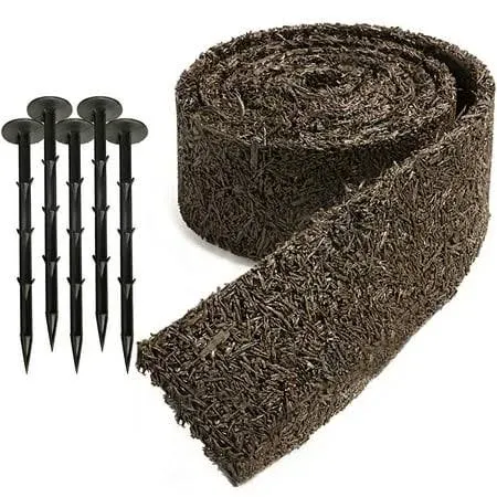 Zyppio Rubber Mulch Border Black For Landscaping 120&#034; x 4.5&#034; Roll Permeable