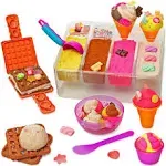 Kipipol Sensory bin 29 pcs Ice Cream Toy Shop Play Sand Kit with 9 Ice Cream Sand Toys 17 LB Moon Sand for Kids Sandbox wit