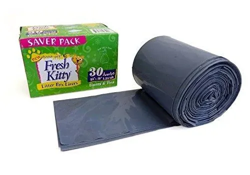 30 Count Fresh Kitty Litter Box Liners Super Thick, Durable, Easy Clean Up Jumbo