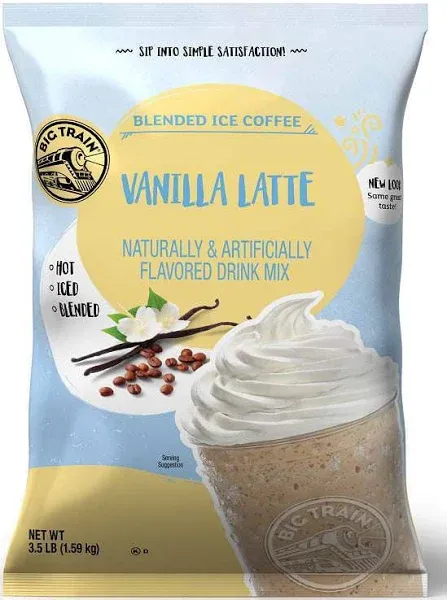 Big Train Blended Ice Coffee Iced Coffee Mix Vanilla Latte 3.5 lb Bulk Bag - Single Bag, Package may vary