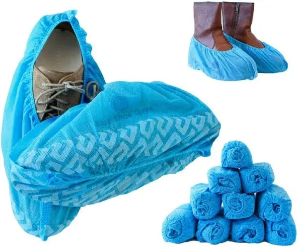 Premium Disposable Boot & Shoe Covers Booties | 100 Pack | Durable, Non-Slip, Non-Toxic, Water Resistant, Recyclable Protectors for Indoor & Outdoor | Large Size Fits Most Shoes