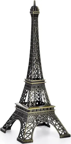 Eiffel Tower Statue, Decorative Metal Paris France Eiffel Tower Model Figurine Replica Stand Holder for Cake Topper Table Decor Gift Party Home Decoration (Bronze, 10inch)