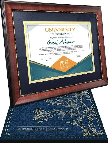 SMART&PROUD Wooden Certificate Frame – Diploma Frame 8.5 x 11 with Mat – 11x14 without Mat – Degree Frame College –