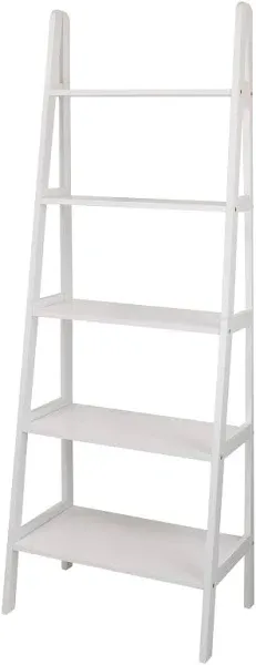 Casual Home 5-Shelf Ladder Bookcase White