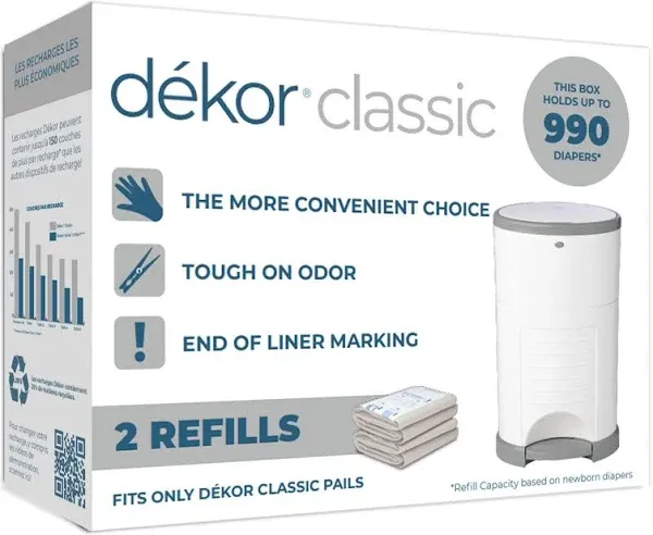 Dekor Classic Refills For Dekor Classic Pails Baby Diaper Disposable Bags NEW