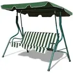 Costway 3 SEATS Patio Backyard Canopy Steel Frame Swing Glider Hammock Cushioned - Green