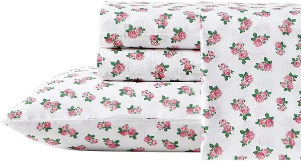 Betsey Johnson Teeny Tiny Roses 100% Cotton Percale- 3 Piece- Sheet Set Pink- Twin XL