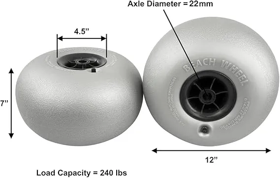 StoreYourBoard Replacement 12 Inch Balloon Wheels Kayak Dolly and Sand Carts, Big Beach Buggy Inflatable Tires