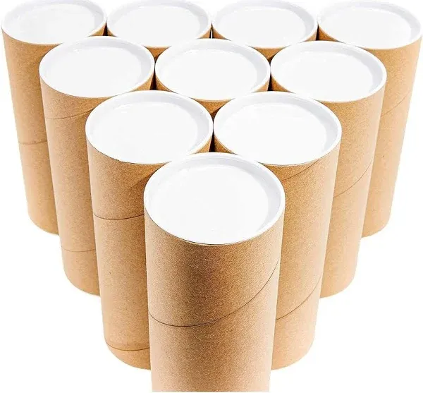 Juvale 10-Pack Mailing Tubes with Caps for Packaging Posters, 3x7 Inch Round Cardboard Mailers for Artwork, Advent Calendars, Classroom Craft, DIY Projects, Gifts