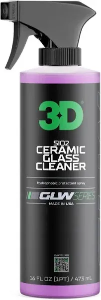 3D SiO2 Ceramic Glass Cleaner, GLW Series | Water & Rain Repellent | All-Weather Protective Ceramic Glass Cleaner | Safe for Tinted, Non-Tinted Windows & Mirrors | DIY Car Detailing | 64 oz