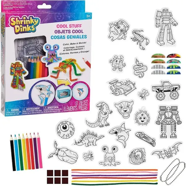 Shrinky Dinks Cool Stuff Activity Set, 51-piece set, Kids Art and Craft Activity Set, Kids Toys for Ages 5 Up by Just Play