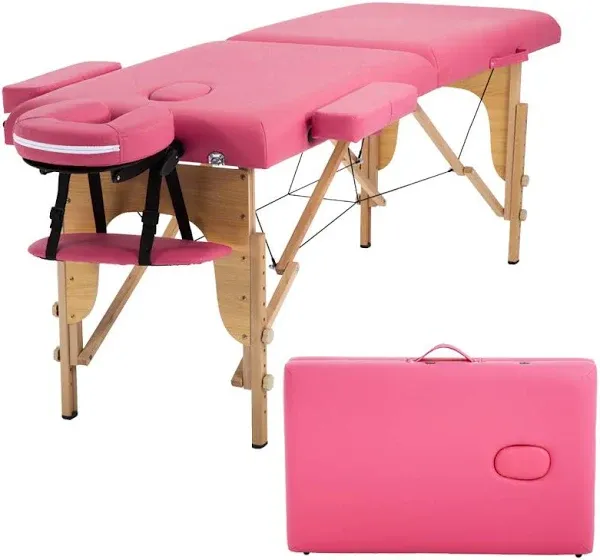 Massage Bed Spa Bed 73 Long Portable 2 Folding Carry Case Table Heigh Adjustable Salon Bed Face Cradle