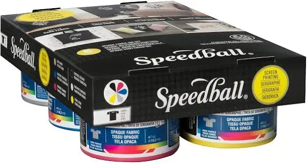 Speedball Fabric Screen Printing Ink Starter Set, Opaque, 6-Colors, 4-Ounce Blue